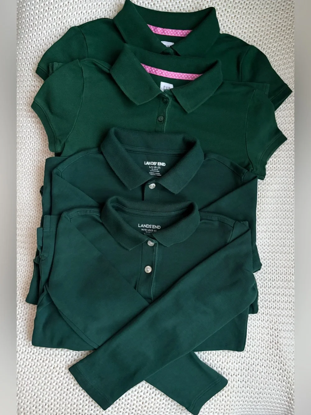 2pc Bundle GAP Kids Dark Green Polo School Uniform Shirts size S 6-7 shortsleeve